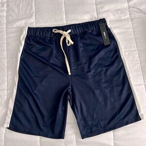 Men's Athletic Shorts - Navy with White Side Stripes